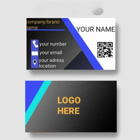 blue and black business card cover image.