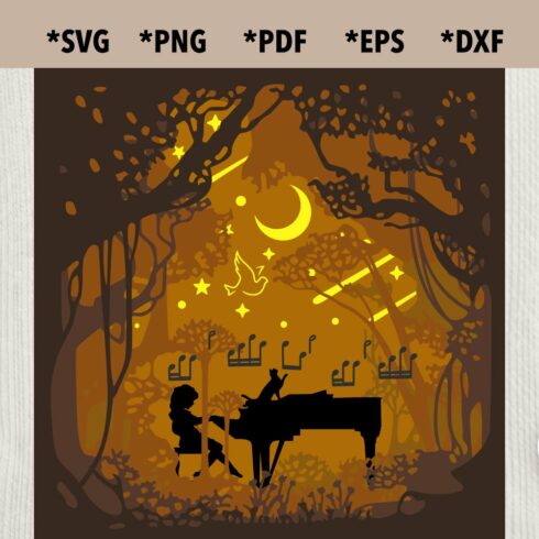 Piano Forest Shadow Box Template cover image.