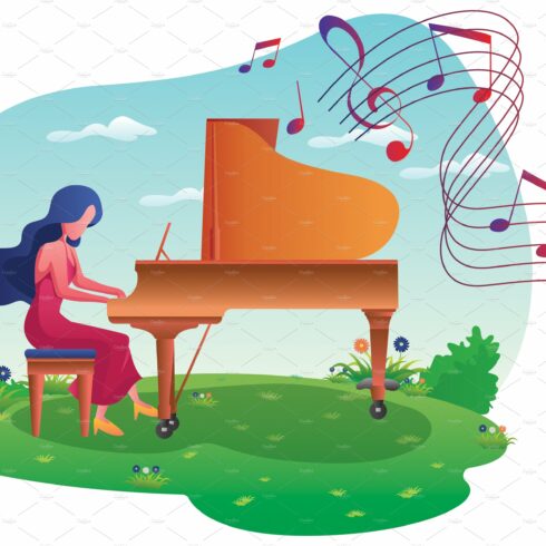 Piano Girl on Meadow cover image.