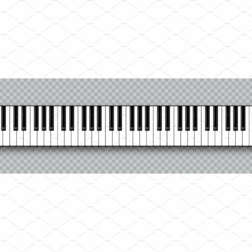 Realistic piano key. Musical cover image.