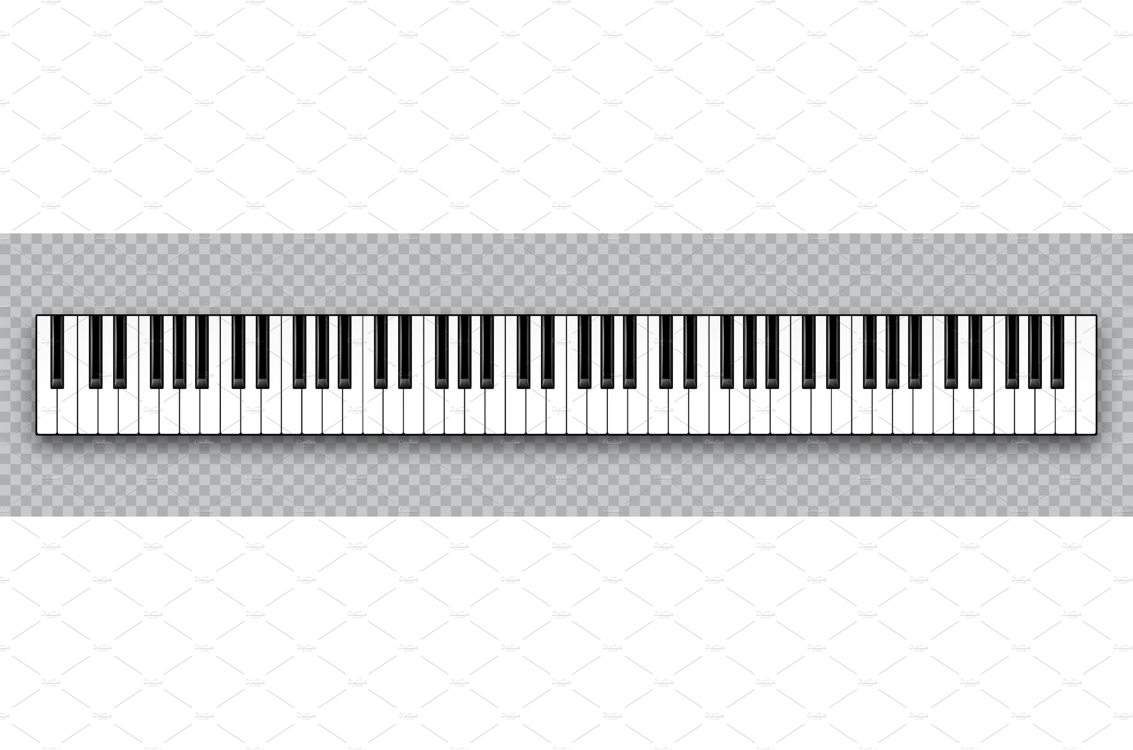 Realistic piano key. Musical cover image.