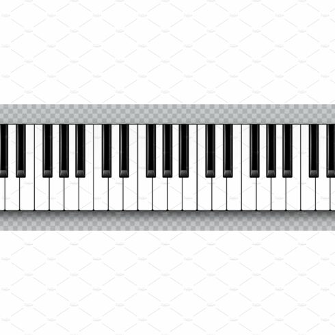 Realistic piano key. Musical cover image.