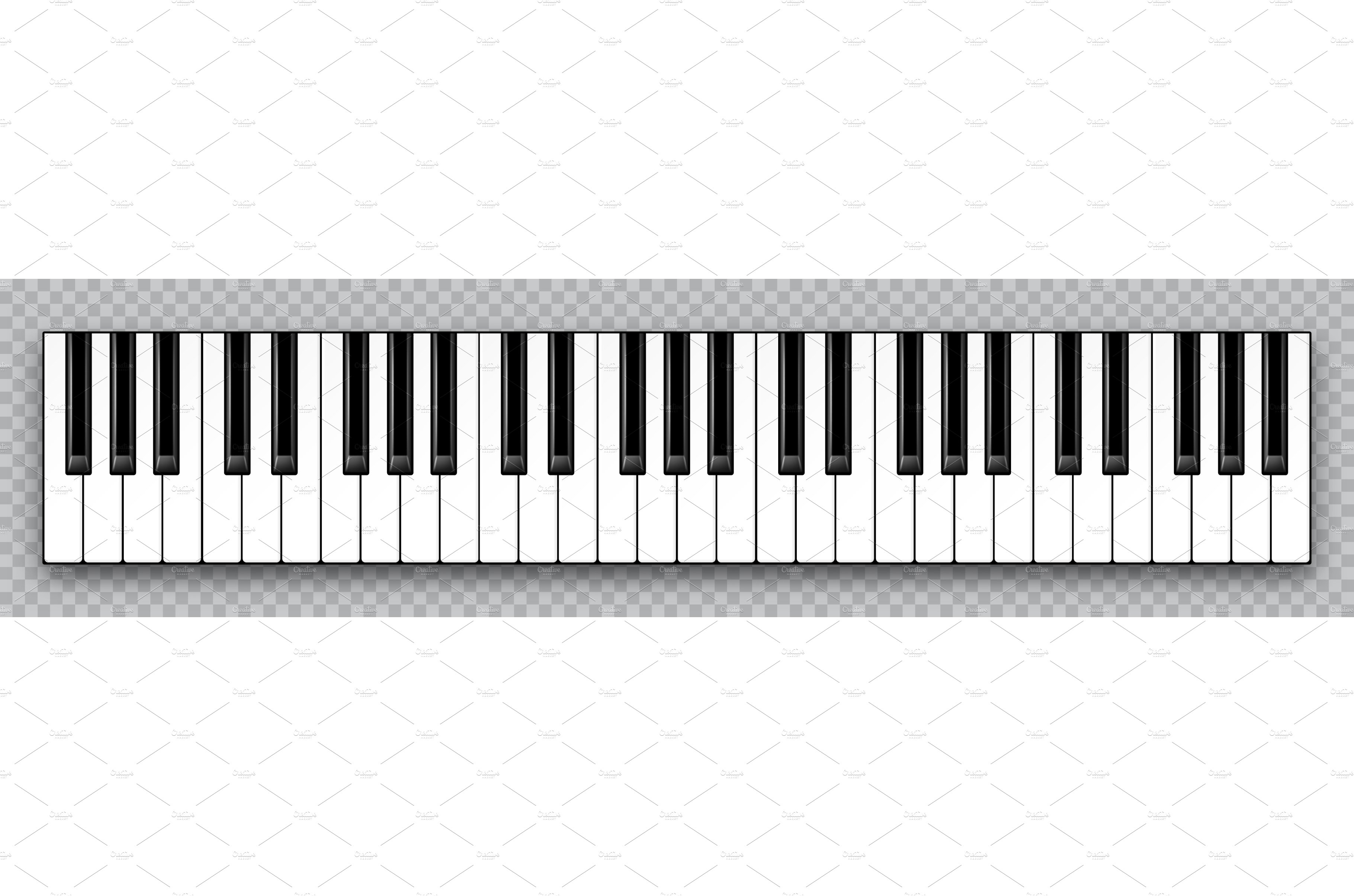 Realistic piano key. Musical cover image.