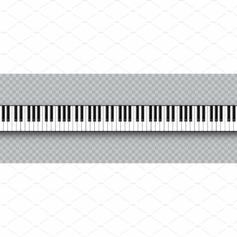 Realistic piano key. Musical cover image.