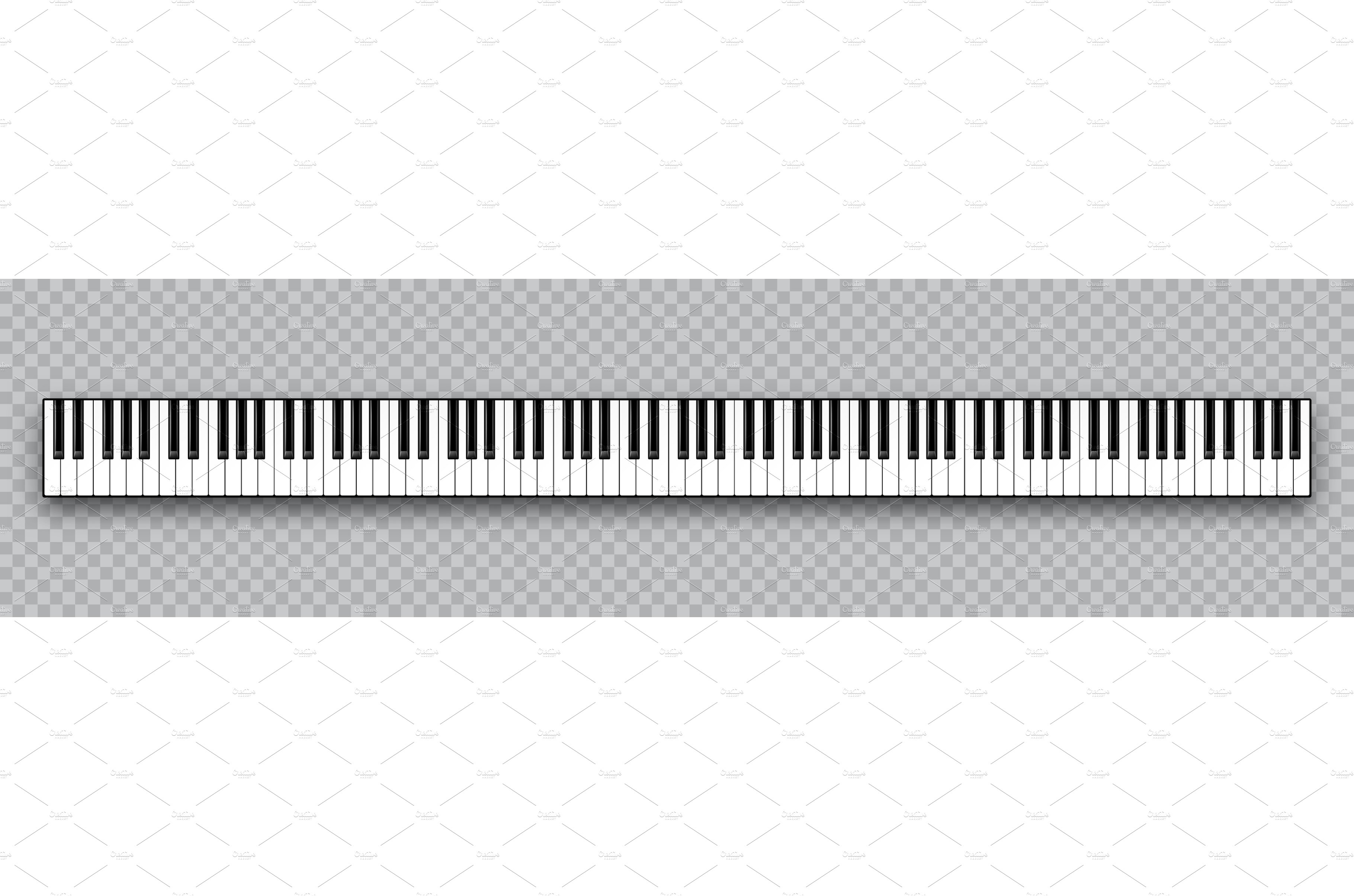 Realistic piano key. Musical cover image.