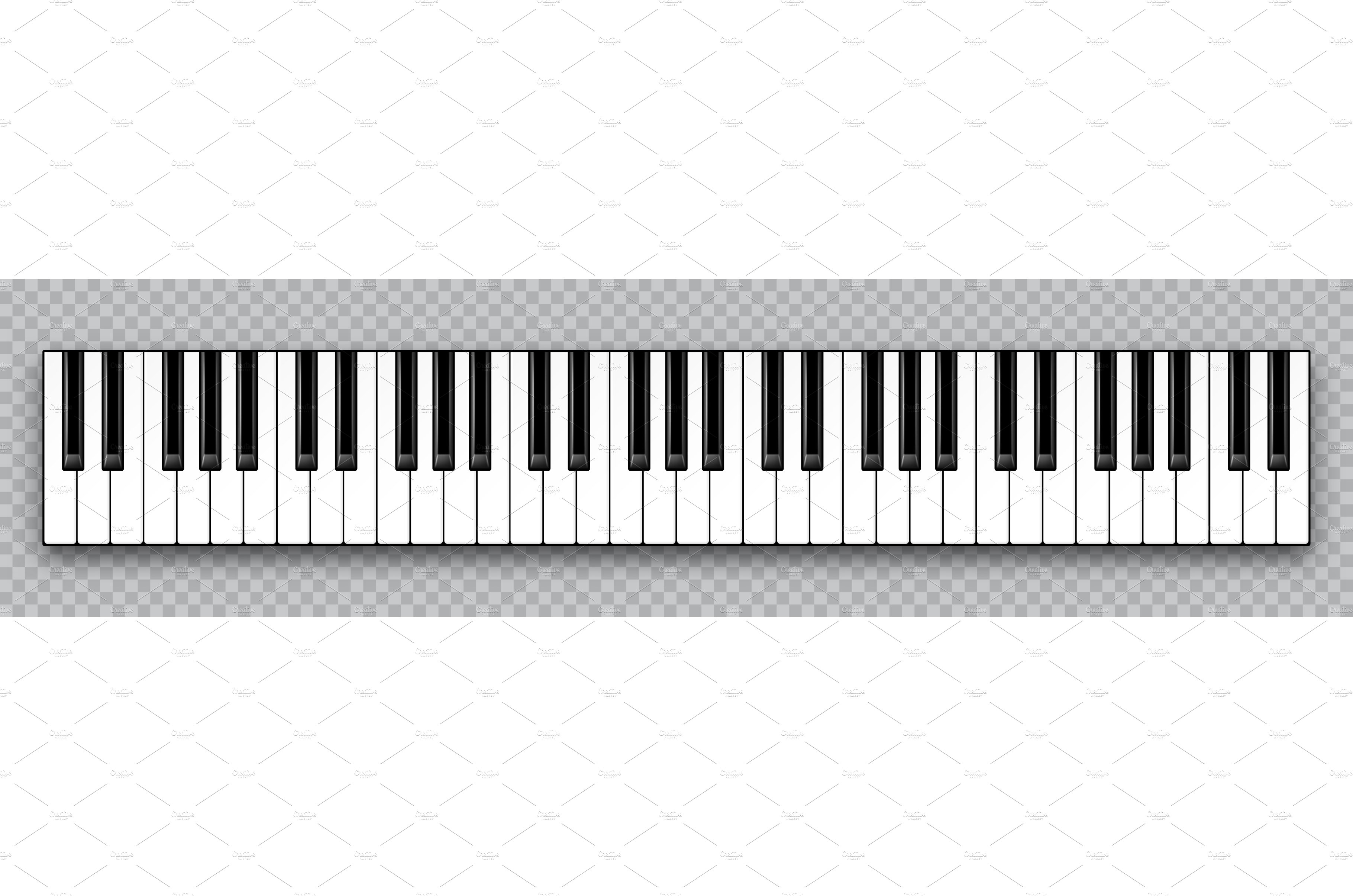 Realistic piano key. Musical cover image.