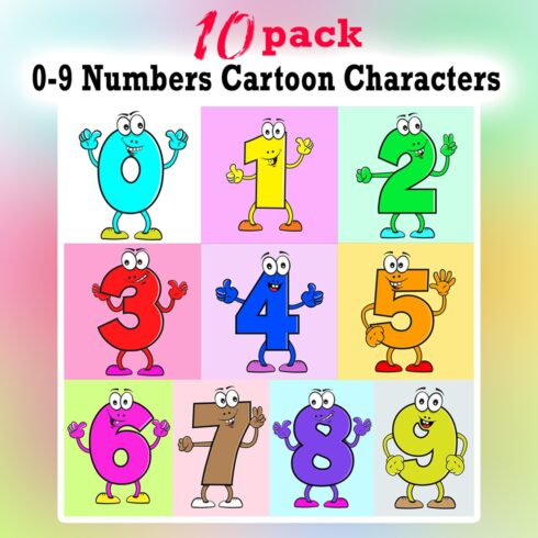 10 Colorful Number Cartoon Characters cover image.