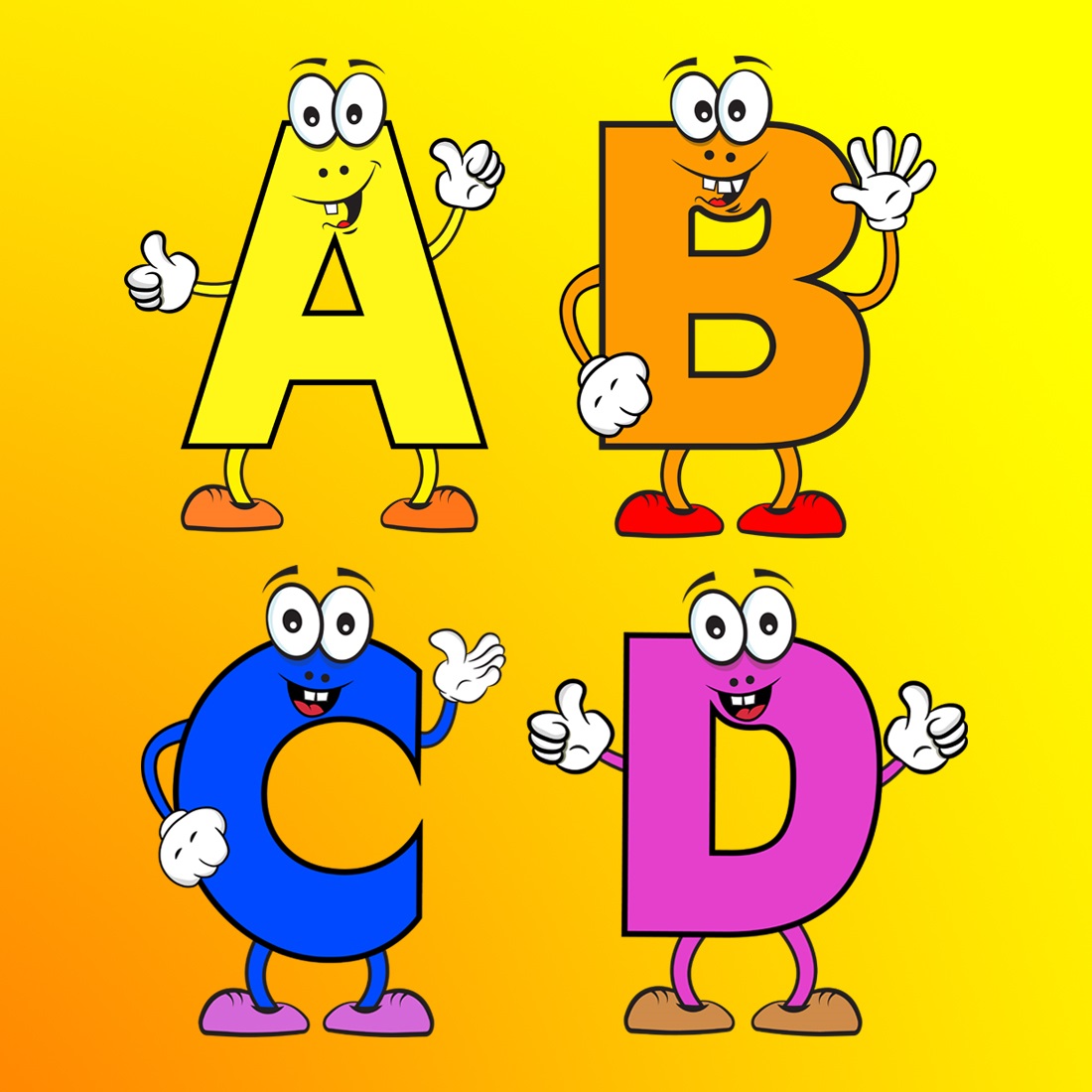 26 English Alphabet Cartoon Characters preview image.