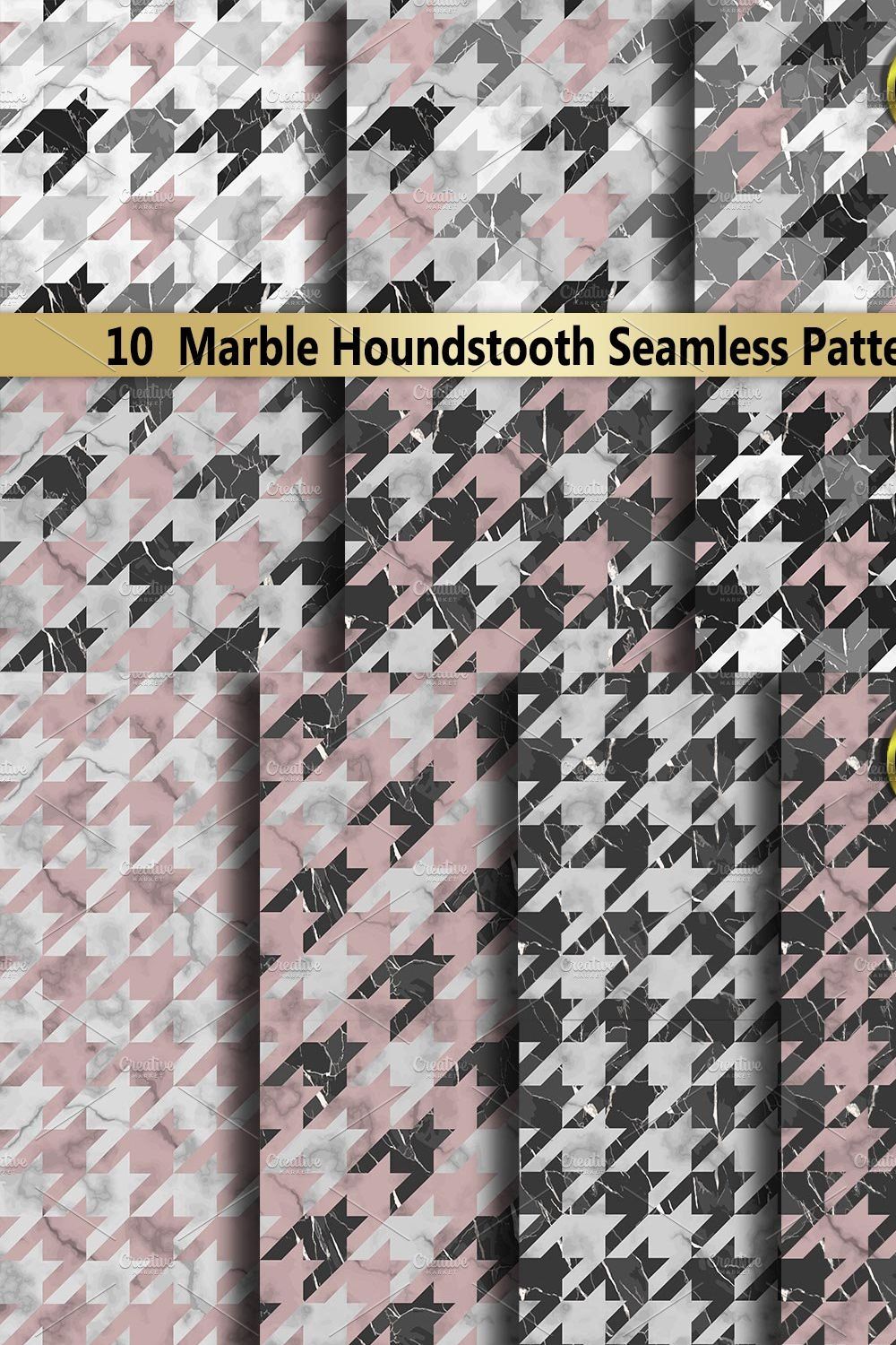 10 Marble  Houndstooth Seamless Set pinterest preview image.
