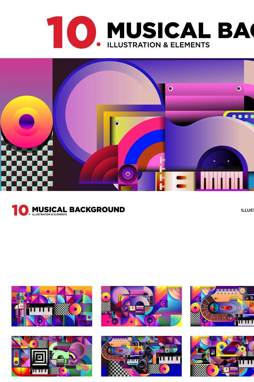 10 Music Illustration Background pinterest preview image.