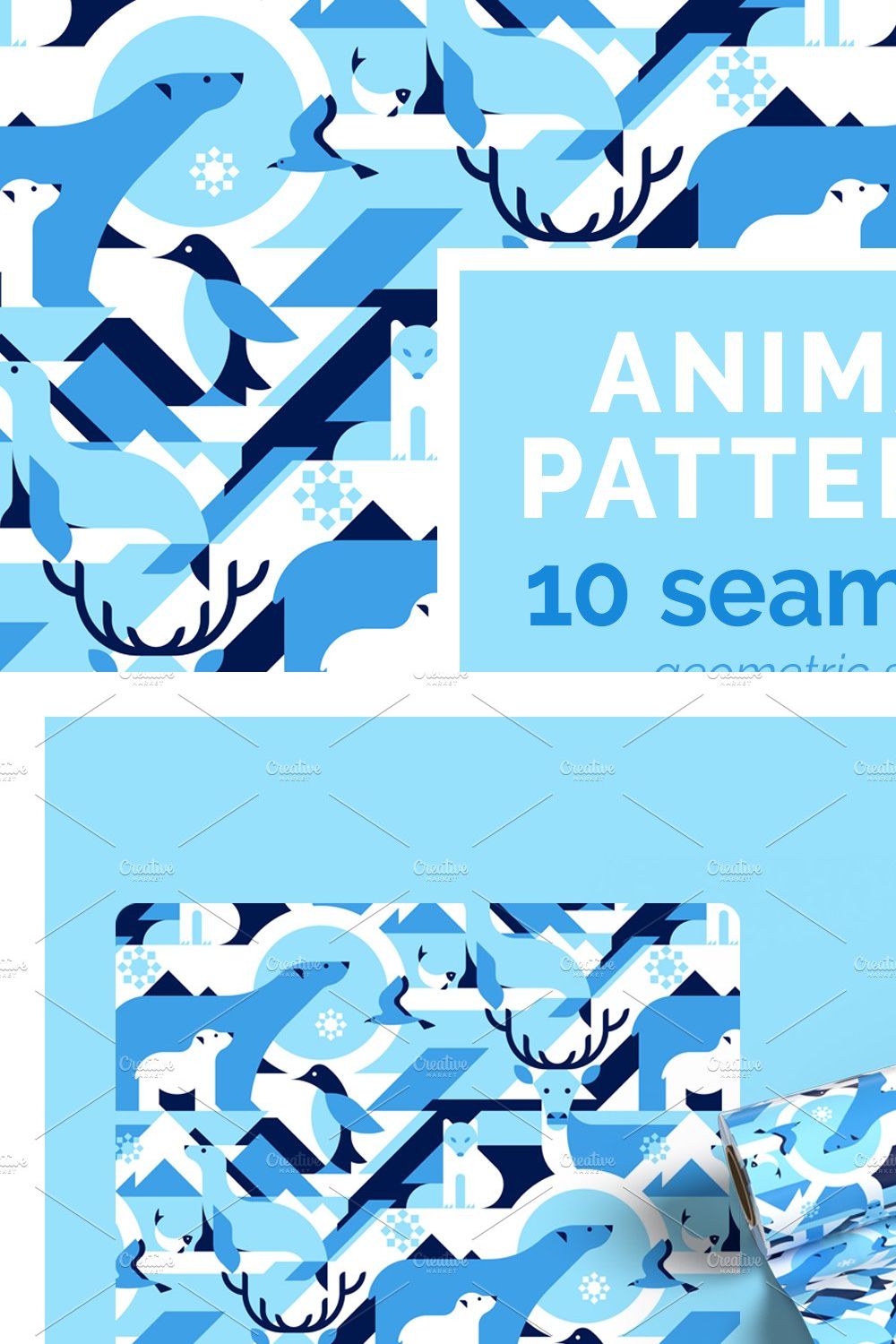10 Seamless Animal Patterns pinterest preview image.