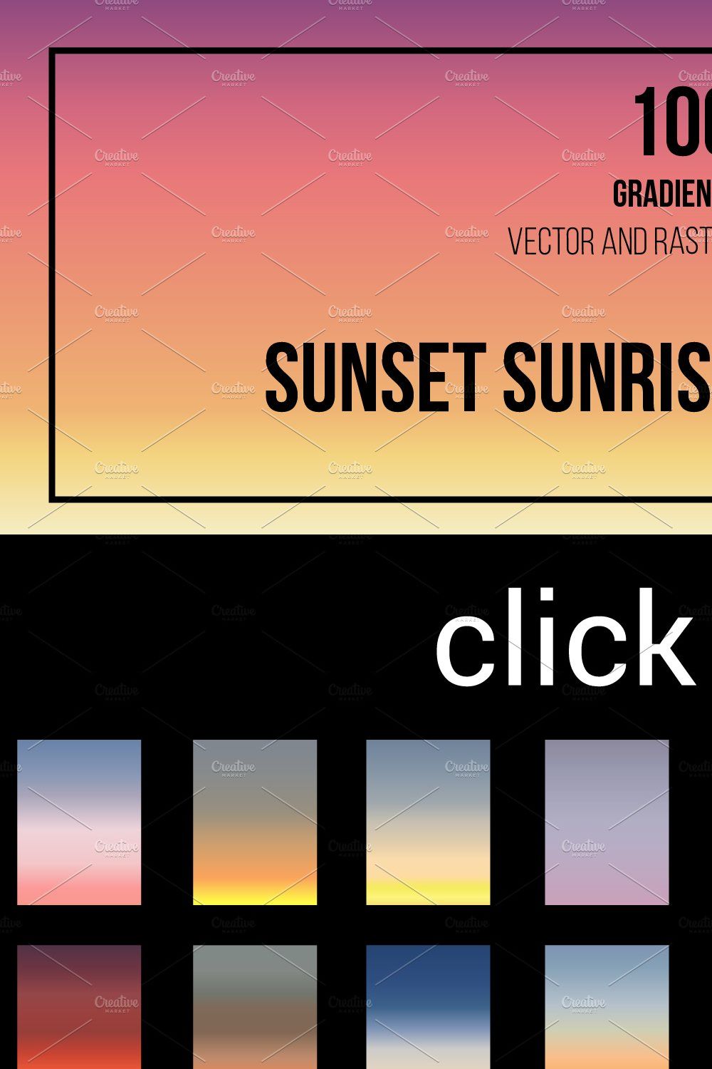100 SUNSET & SUNRISE SKY GRADIENTS pinterest preview image.