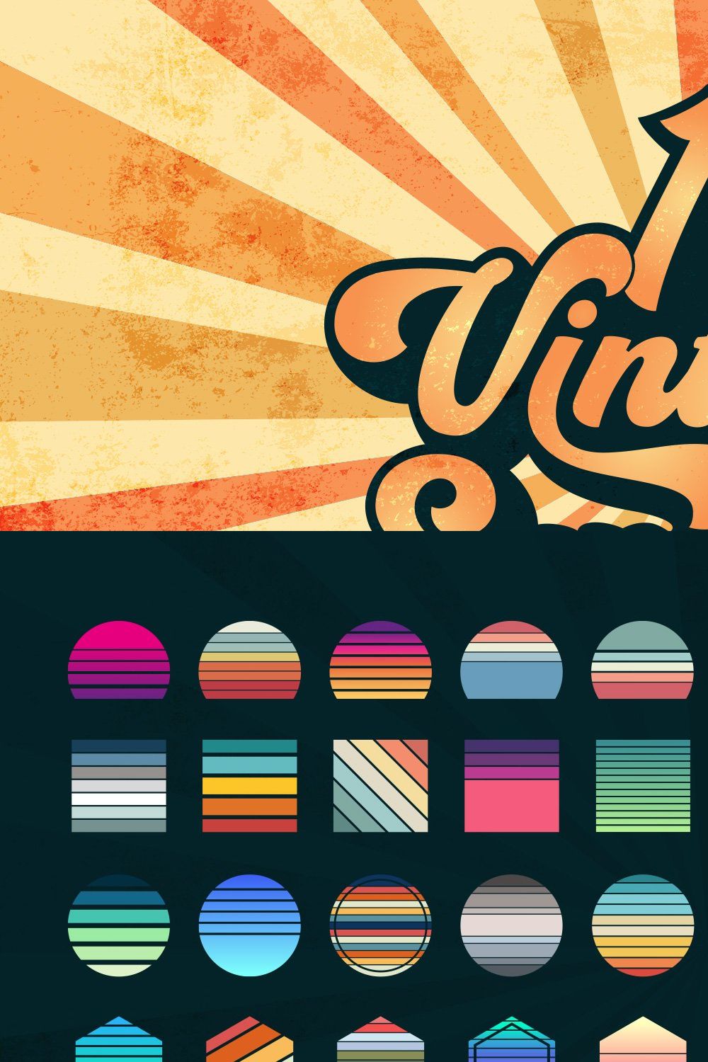 100 Vintage Retro Sunset Bundle SVG pinterest preview image.