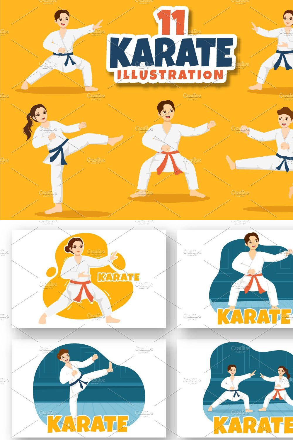 11 Karate Martial Arts Illustration pinterest preview image.