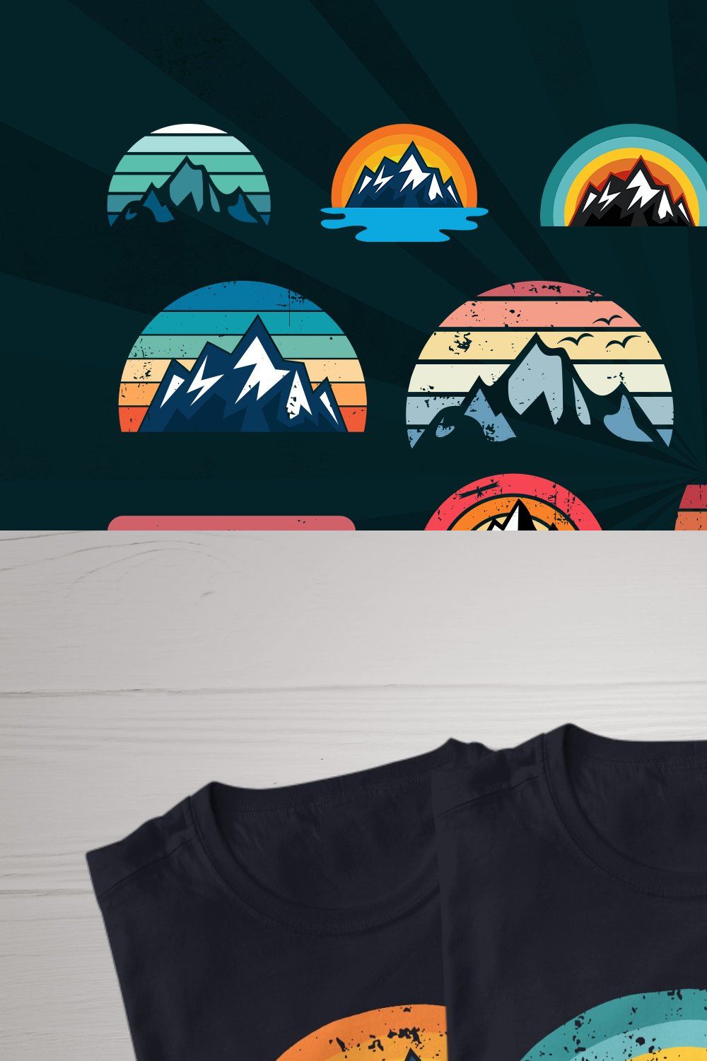 13 Mountain Sunsets Bundle SVG PNG pinterest preview image.