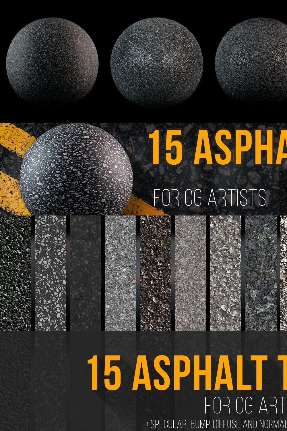 15 Asphalt Textures pinterest preview image.