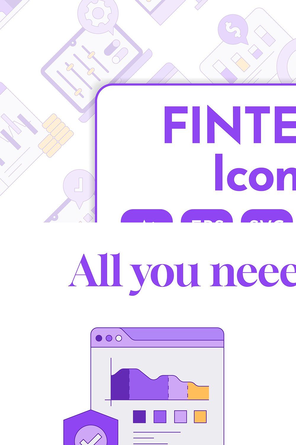 15 Fintech Flat Icons pinterest preview image.