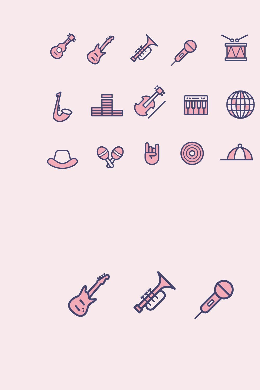 15 Music Genre Icons pinterest preview image.