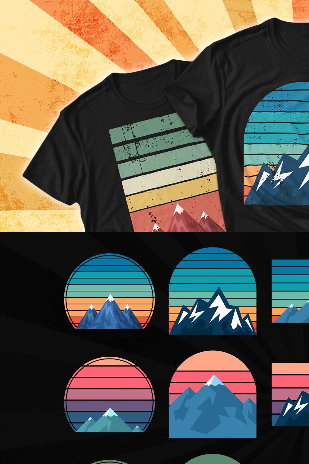 15 Print on Demand Mountain Sunsets pinterest preview image.