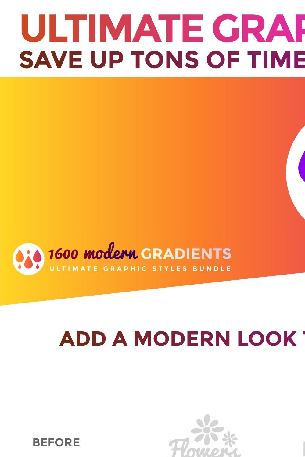 1600 Gradients Graphic Styles Bundle pinterest preview image.