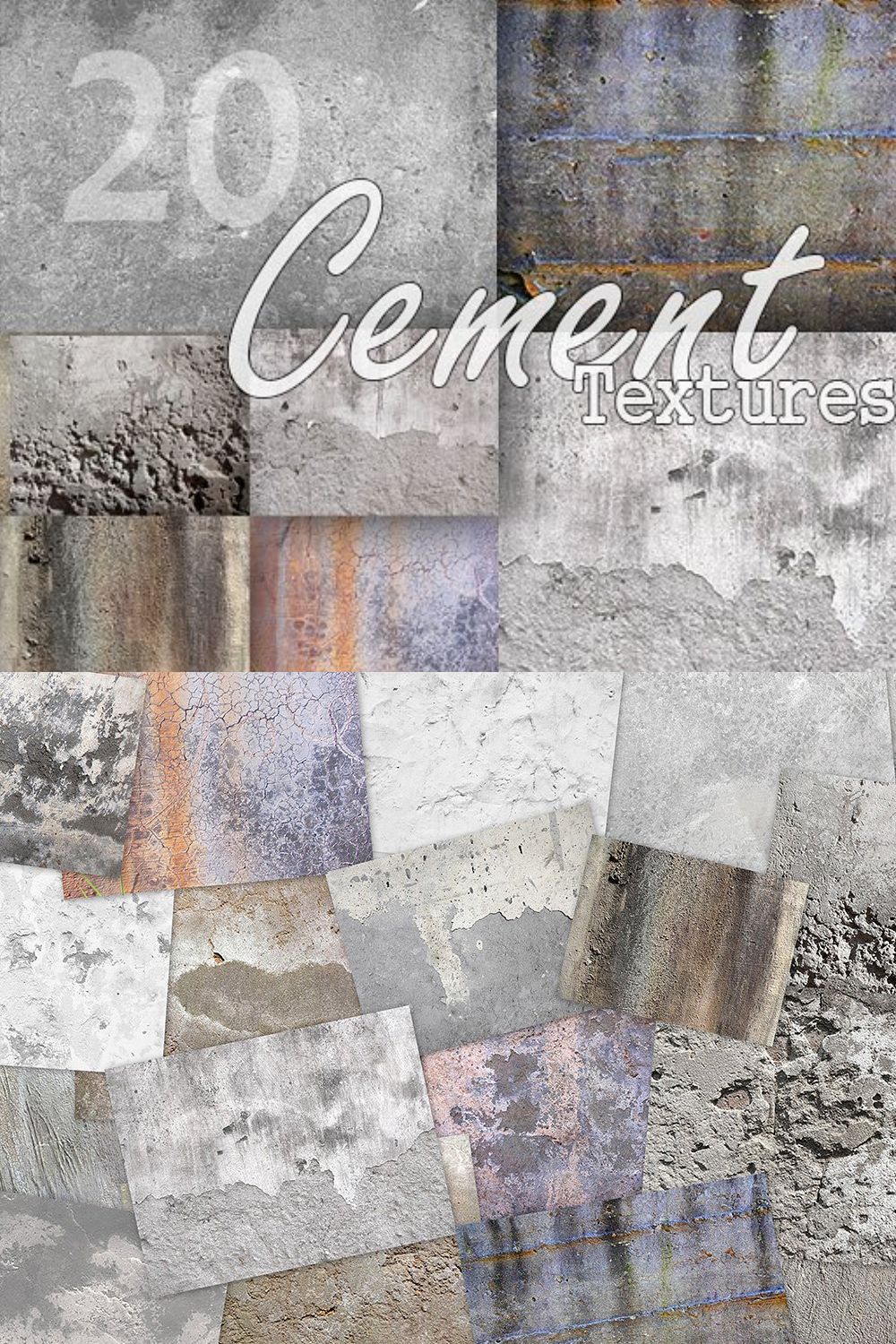 20 Cement Textures Pack pinterest preview image.
