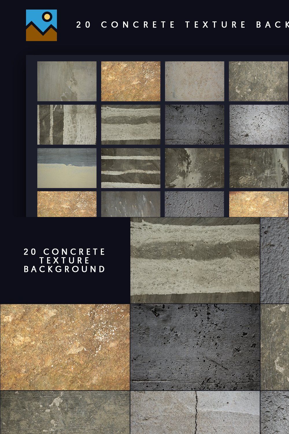 20 Concrete Texture Background pinterest preview image.
