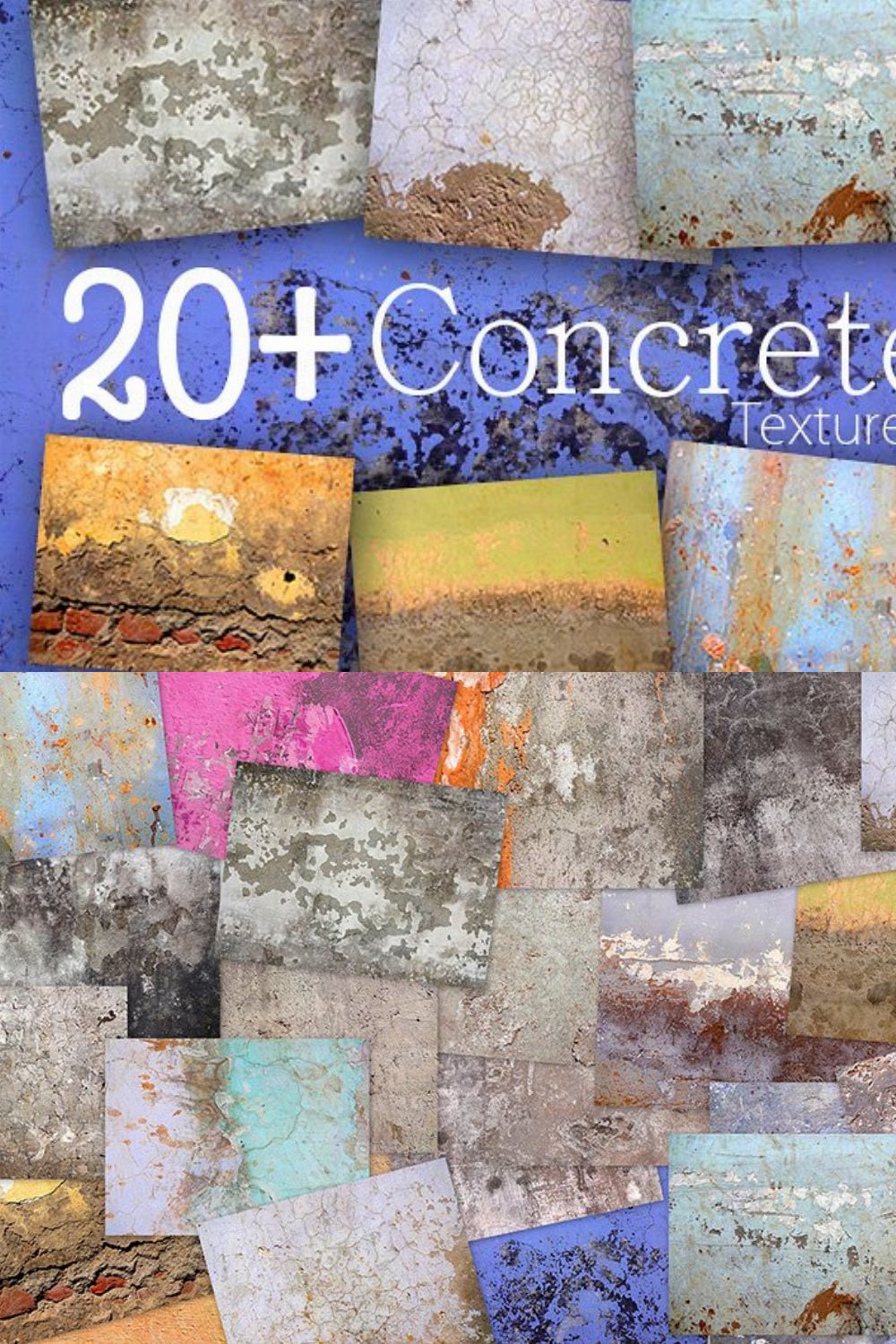 20 Concrete Textures Pack 1 pinterest preview image.