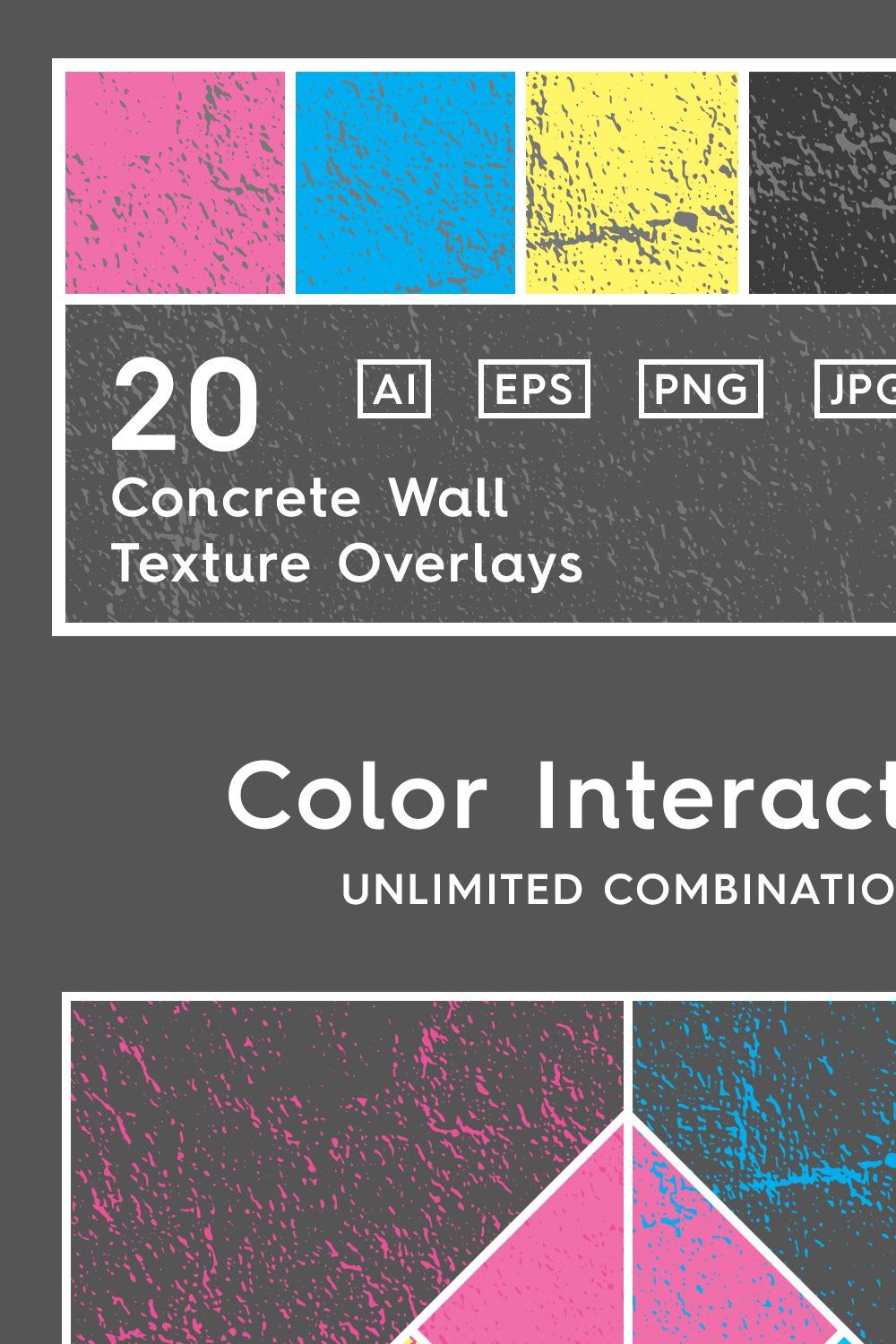 20 Concrete Wall Texture Overlays pinterest preview image.