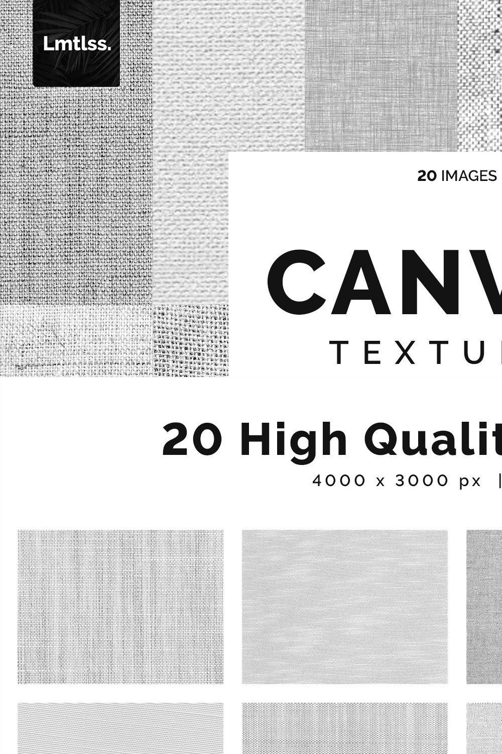 20 White Canvas Textures pinterest preview image.