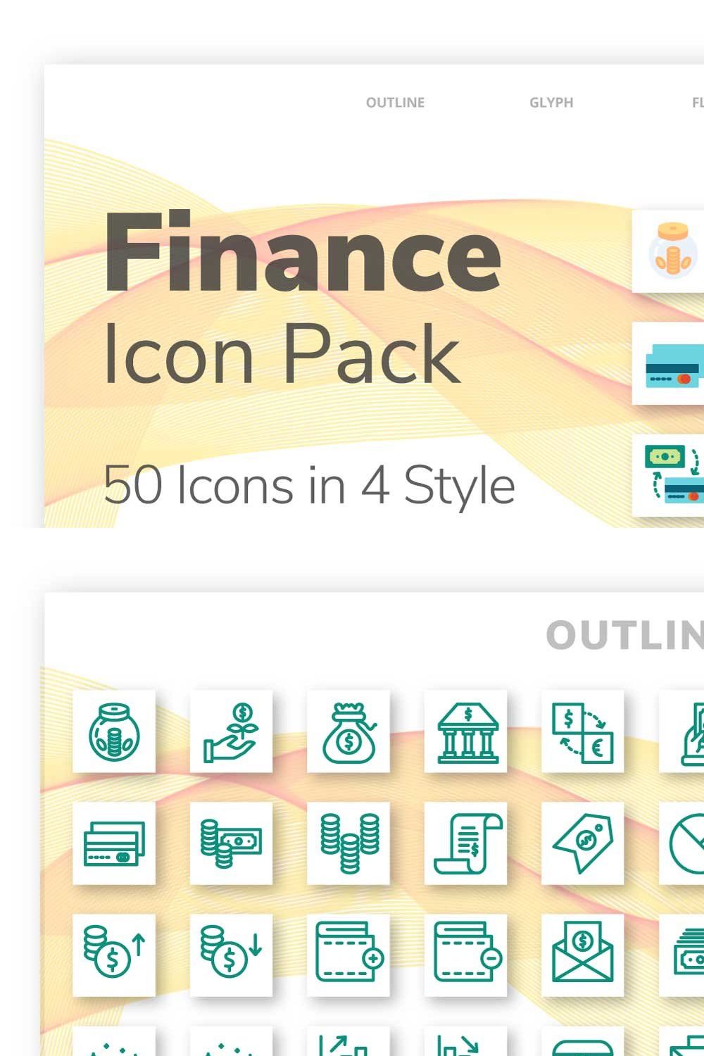200 Finance Icon Pack pinterest preview image.