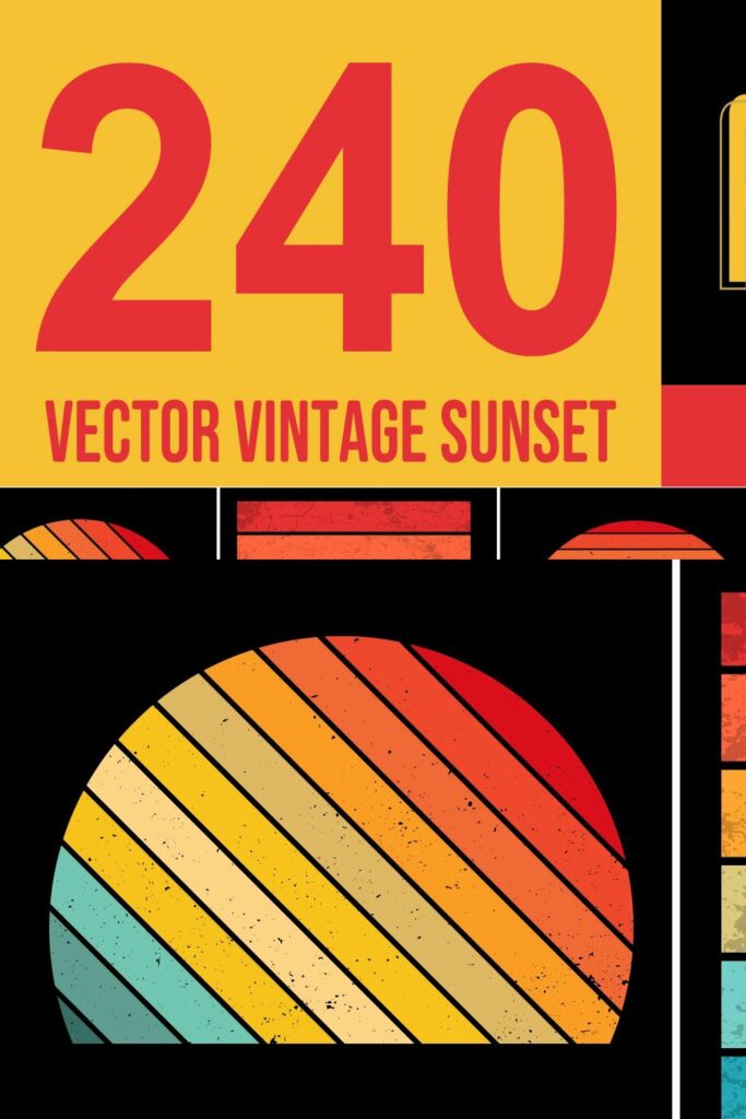 240 Vector Retro Vintage Sunset – MasterBundles