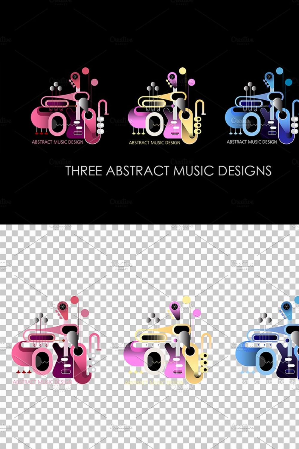 3 Concept Music Designs pinterest preview image.