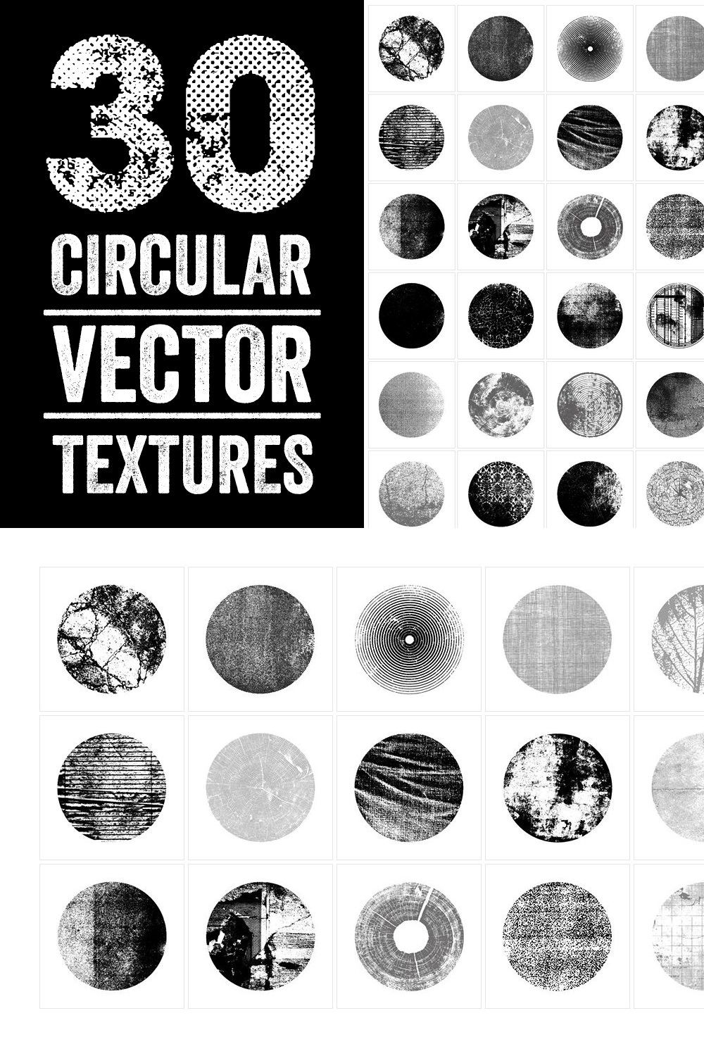 30 Circular Vector Textures pinterest preview image.