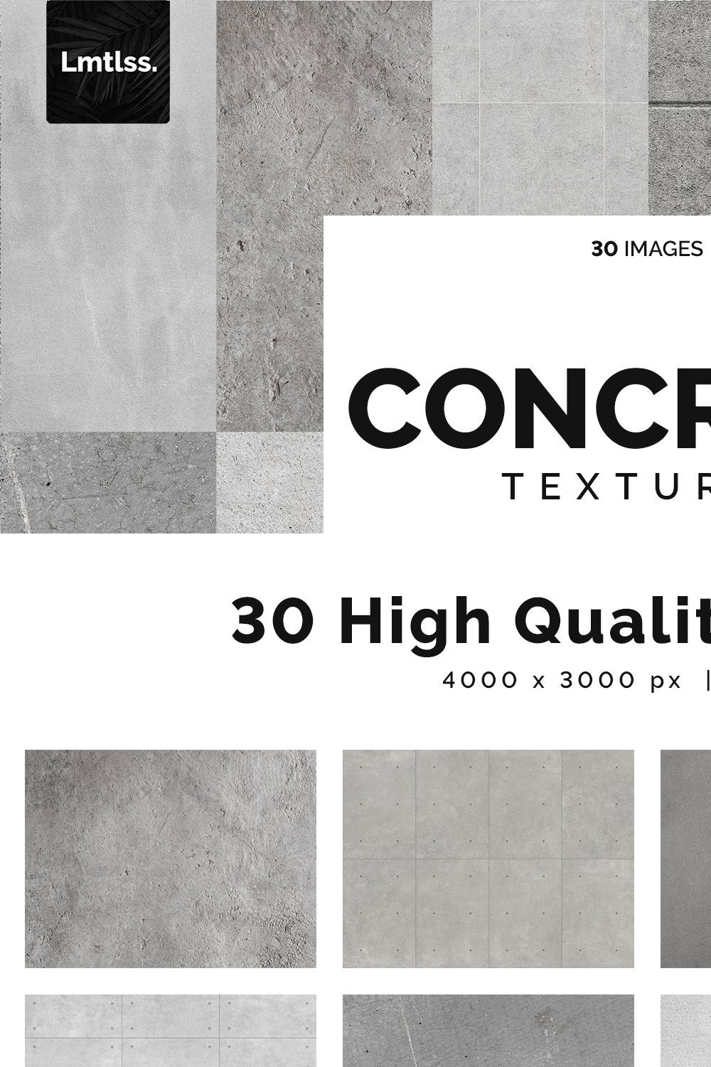 30 Concrete Textures pinterest preview image.