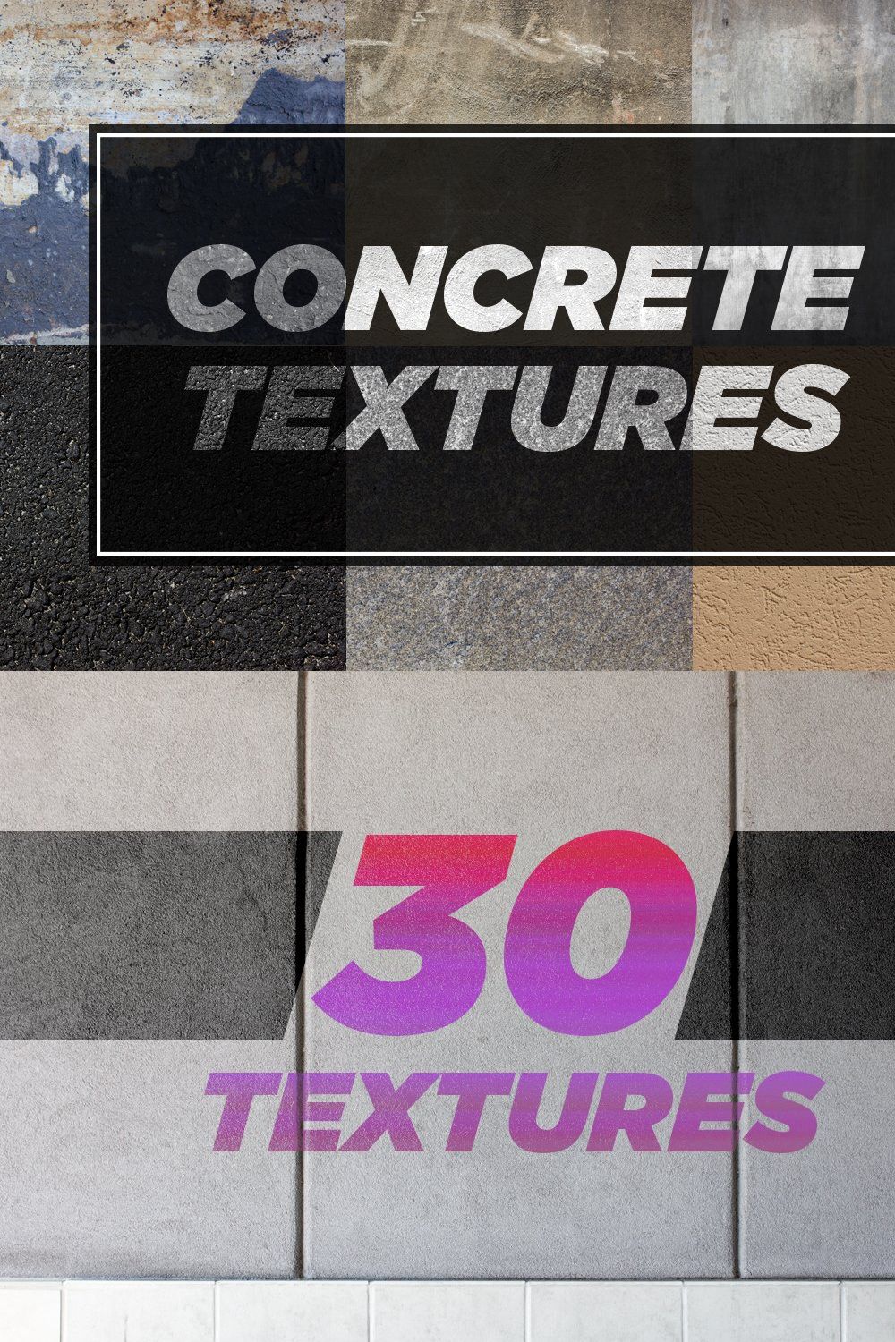 30 Concrete Textures pinterest preview image.