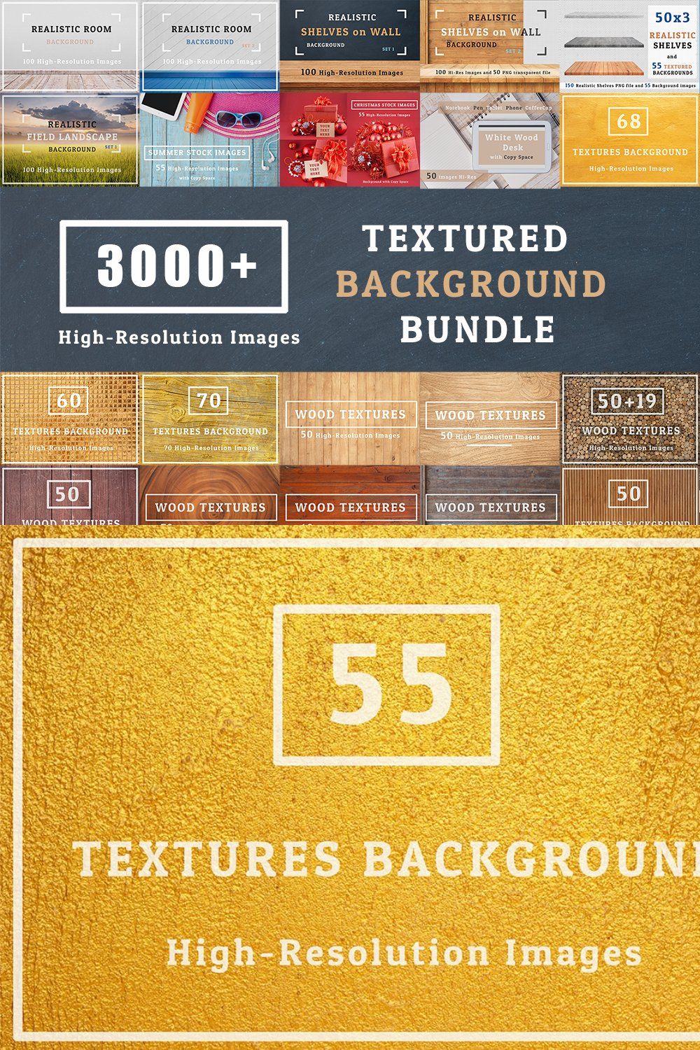 3000+  Texture Background Bundle pinterest preview image.
