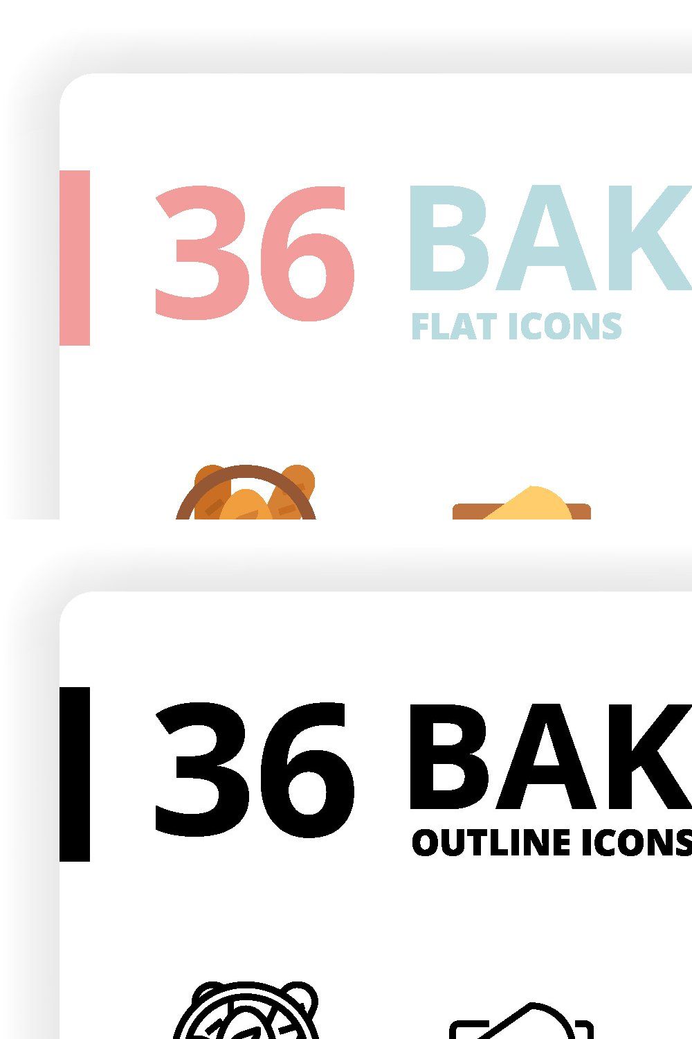 36 Bakery Icons x 3 Styles pinterest preview image.