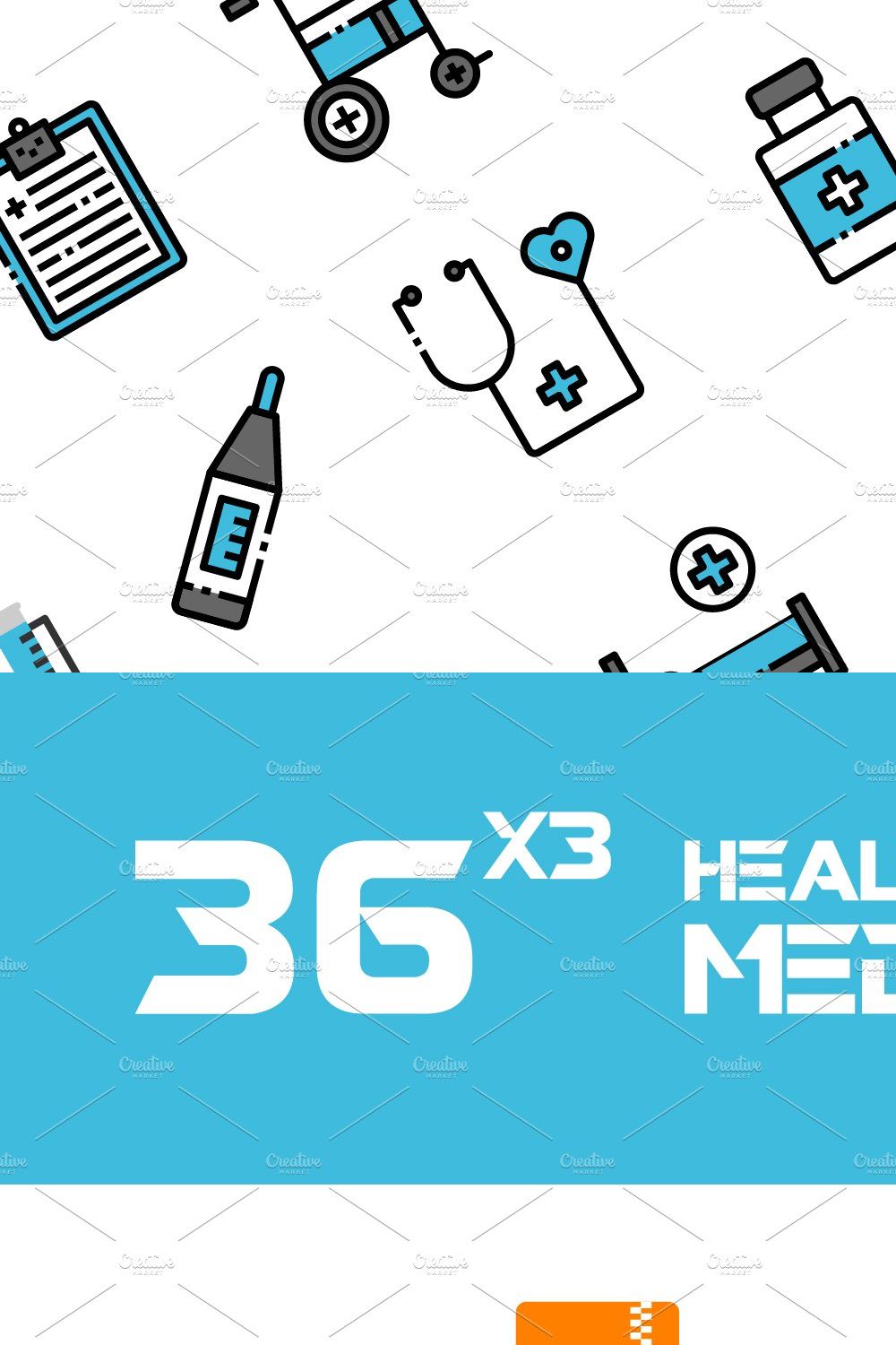 36x3 Healthcare & Medical icons pinterest preview image.