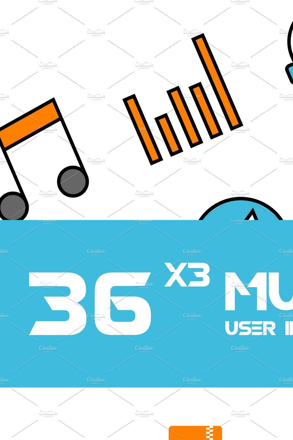 36x3 Music User Interface icons pinterest preview image.