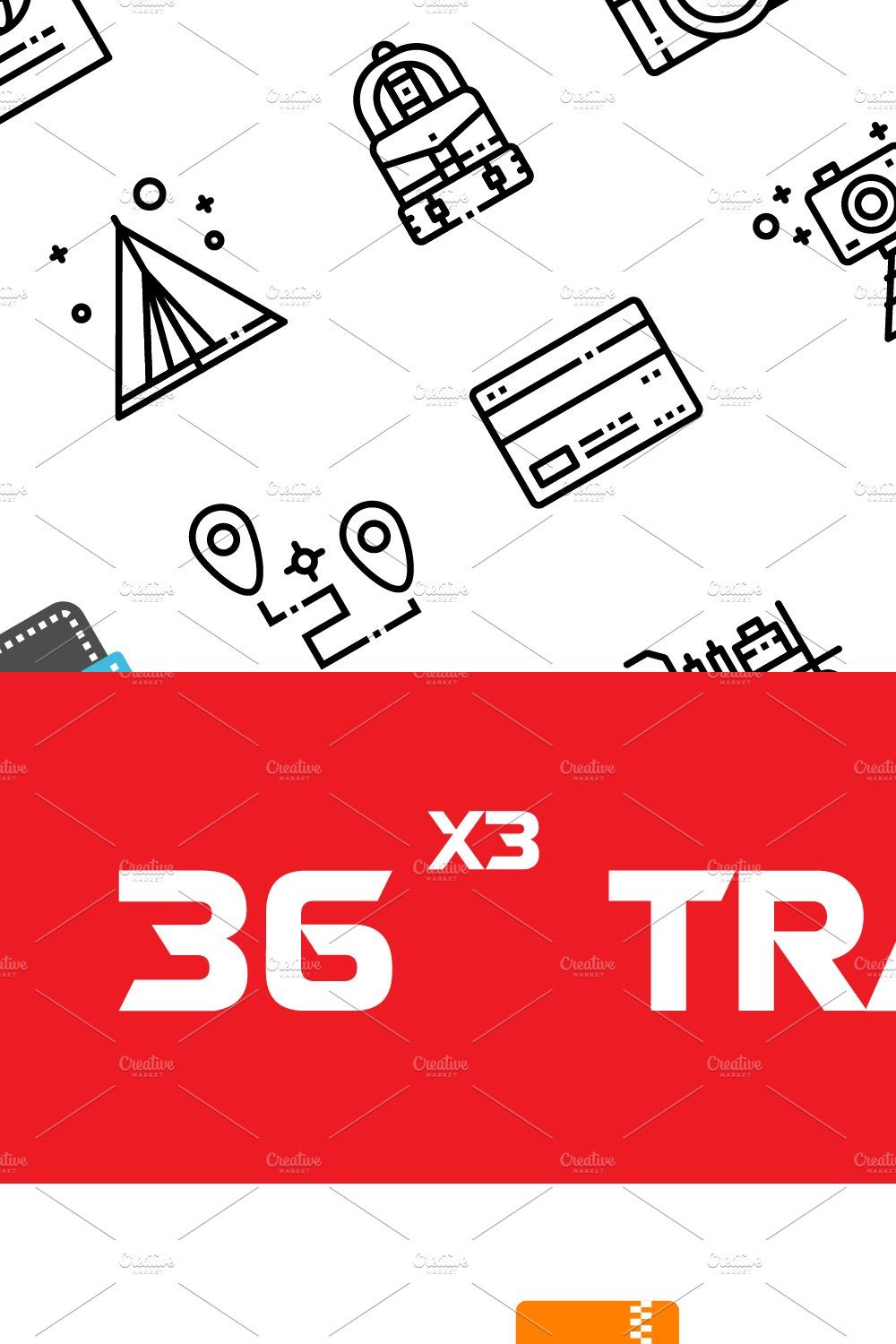 36x3 Travel icons pinterest preview image.