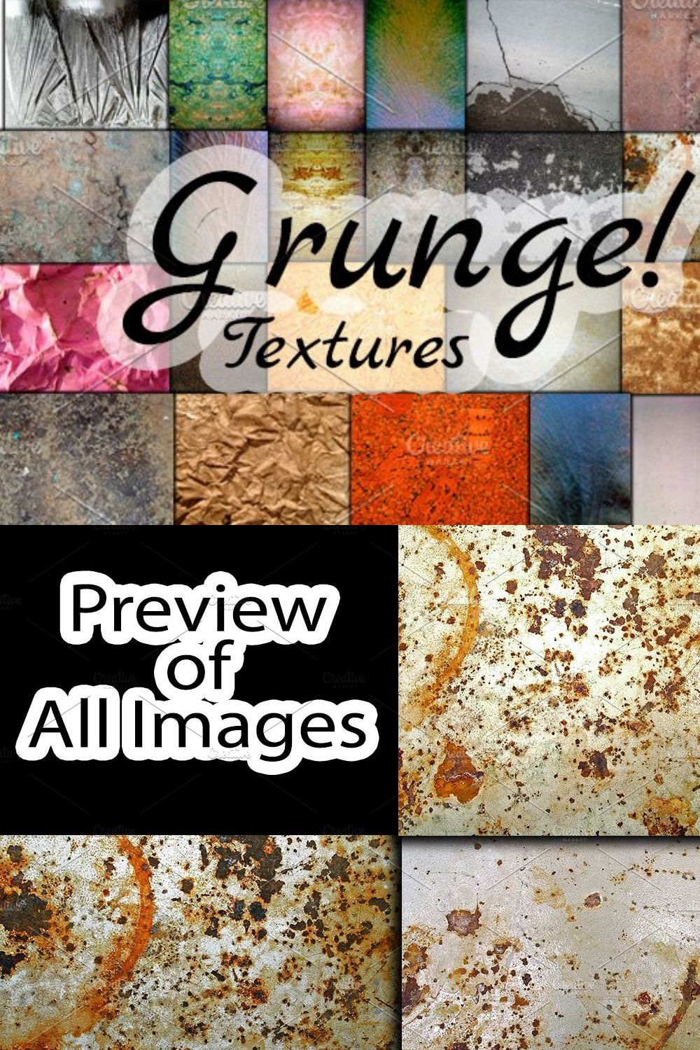40 Grunge Textures +10 Free pinterest preview image.
