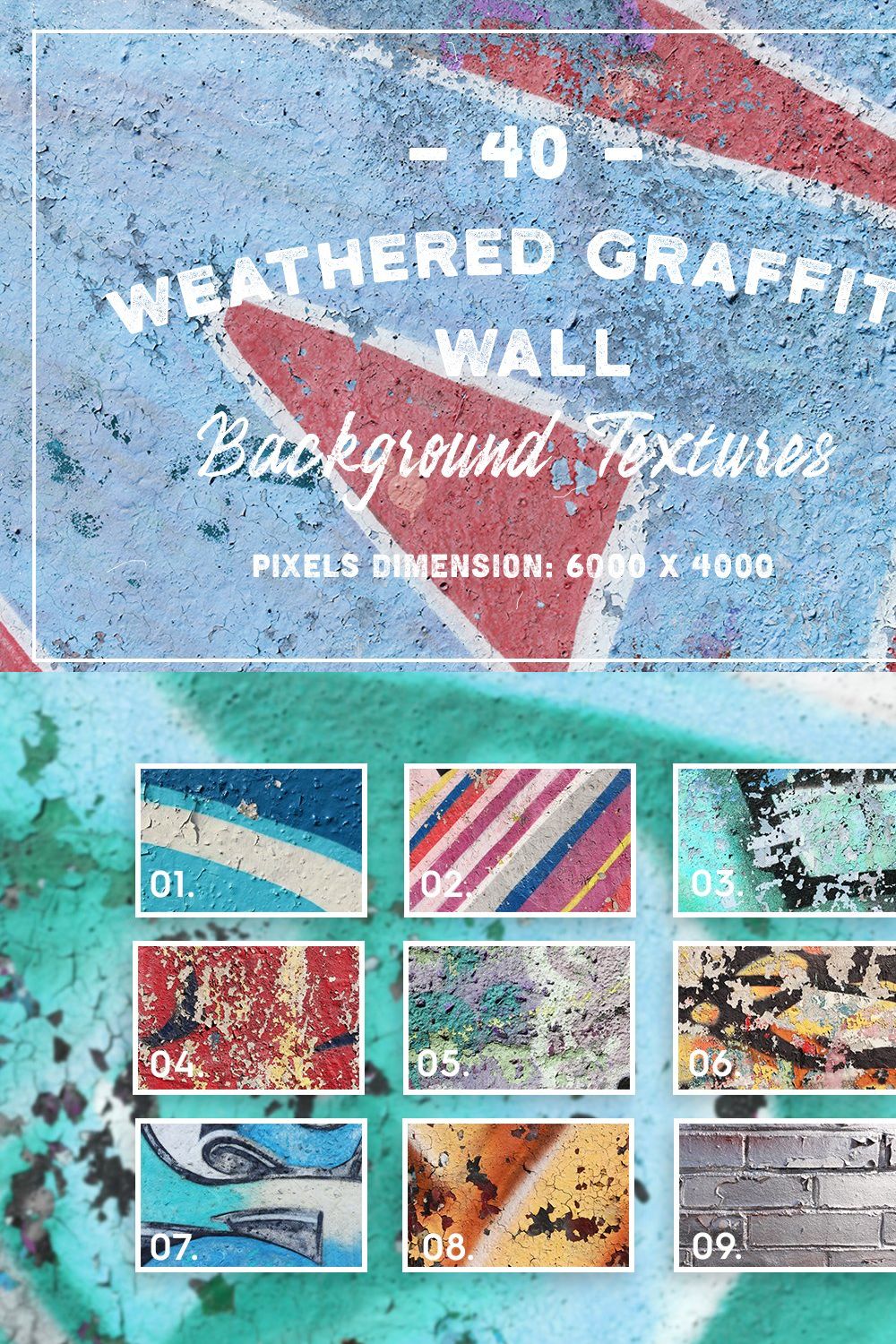 40 Weathered Graffiti Wall Textures pinterest preview image.