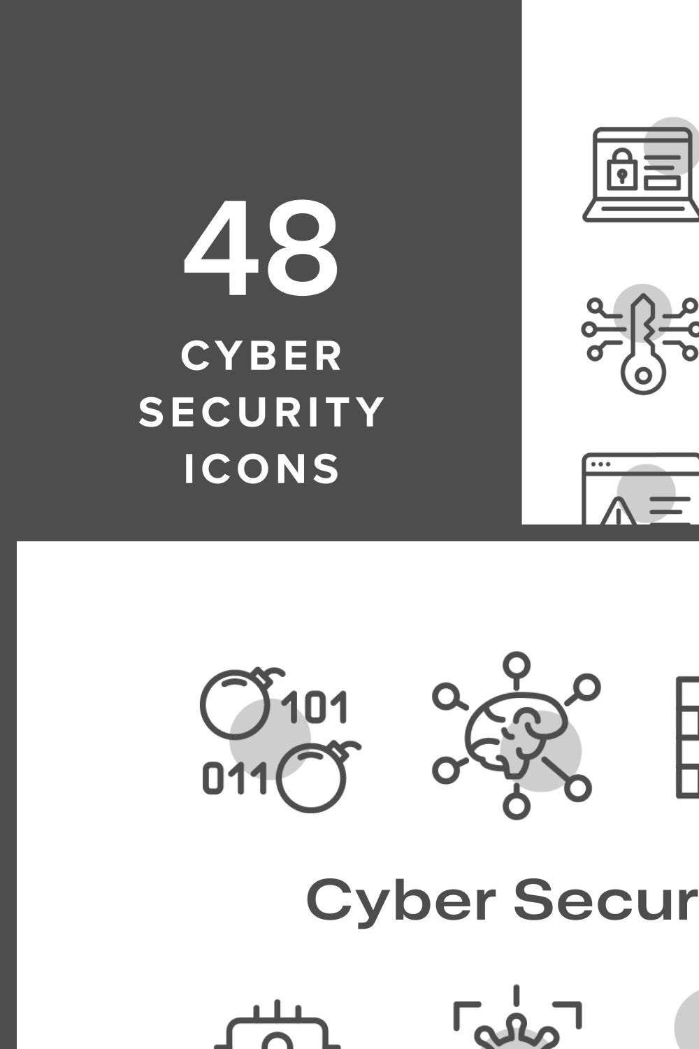 48 Cyber Security Icons pinterest preview image.