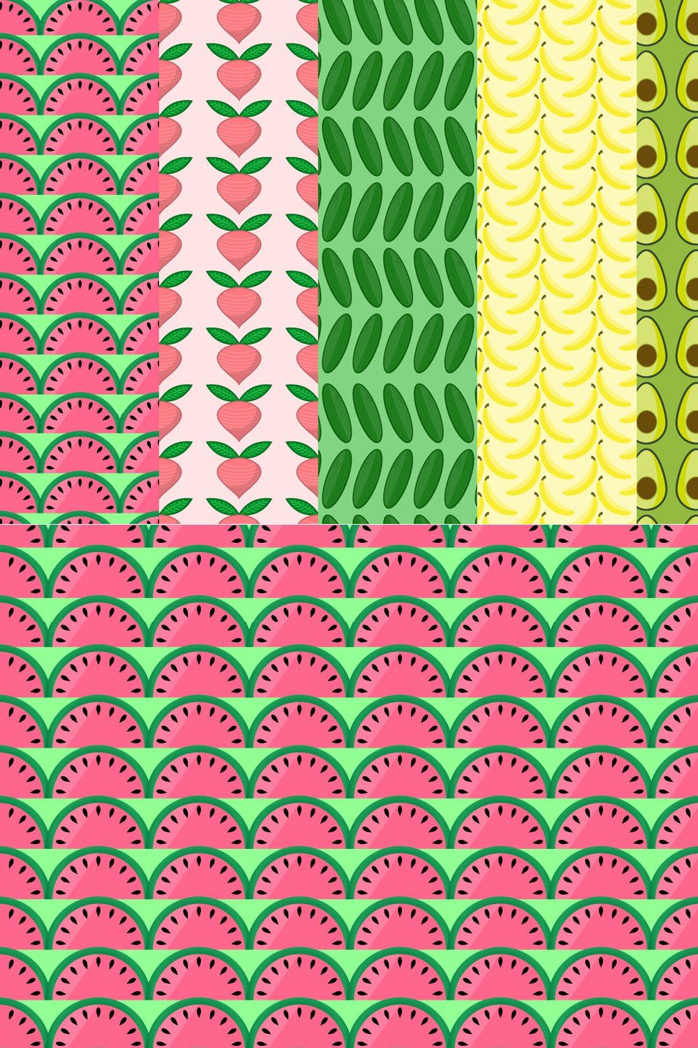 5 Fruit and Vegetable patterns pinterest preview image.