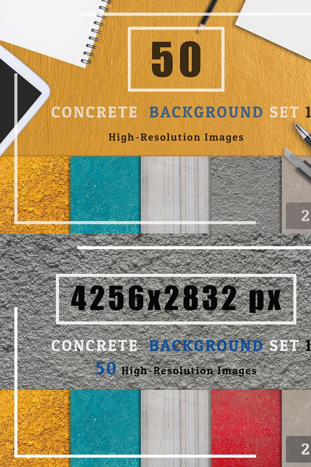 50 Concrete Textured Background Set1 pinterest preview image.