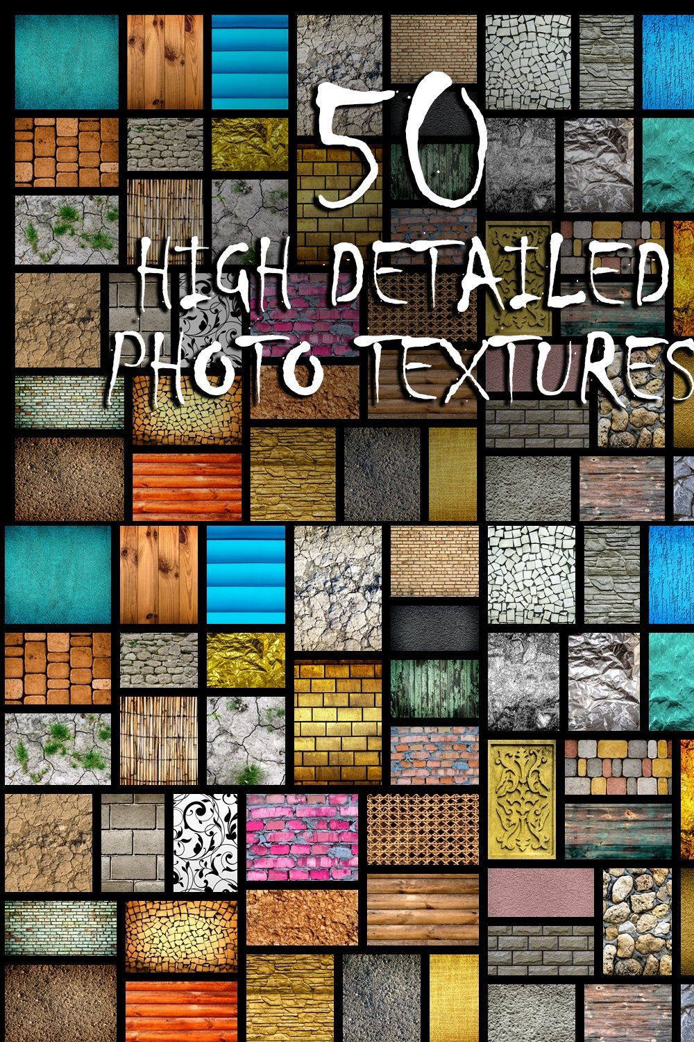 50 in 1 Photo Textures Pack (Vol.1) pinterest preview image.