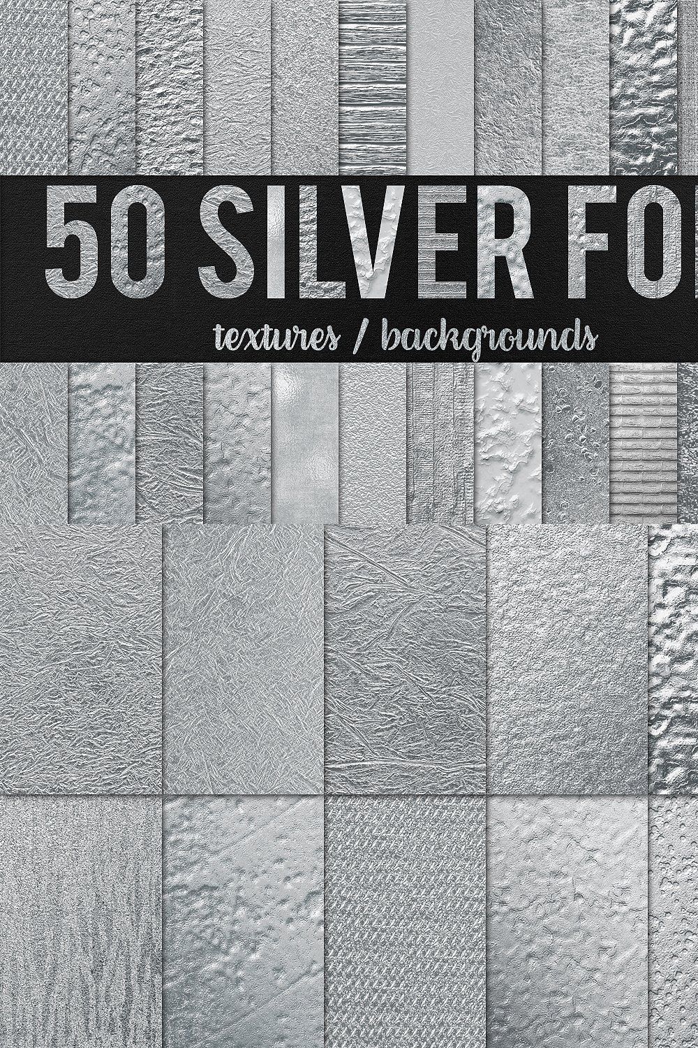 50% OFF 50 Silver Foil Textures pinterest preview image.