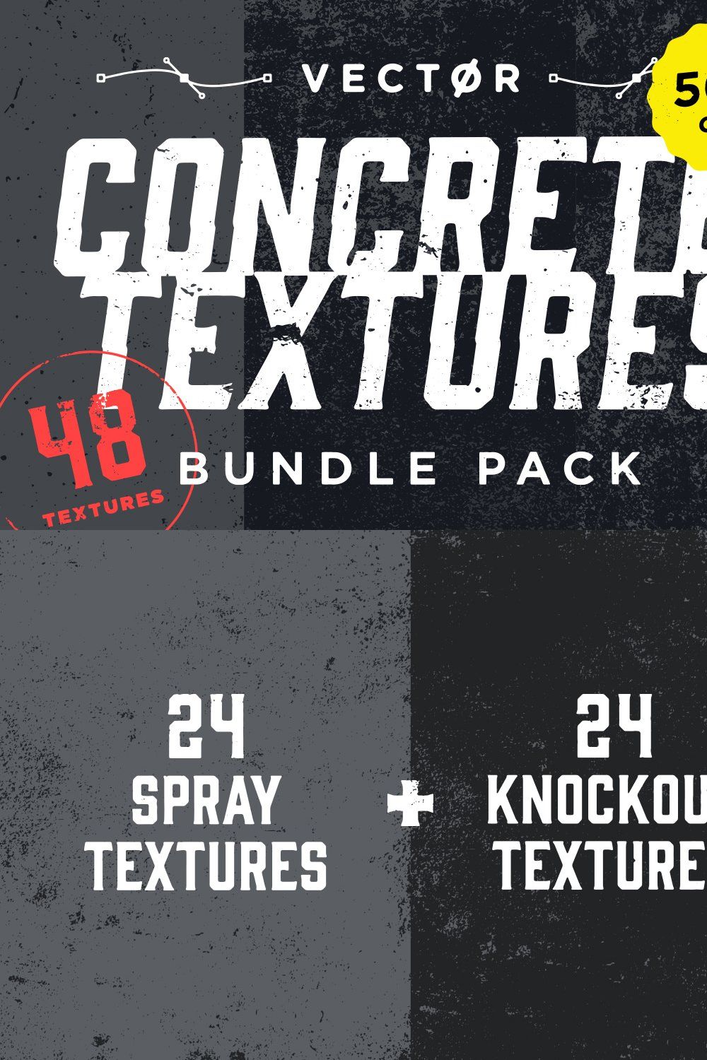 50% OFF: Concrete Textures Bundle pinterest preview image.