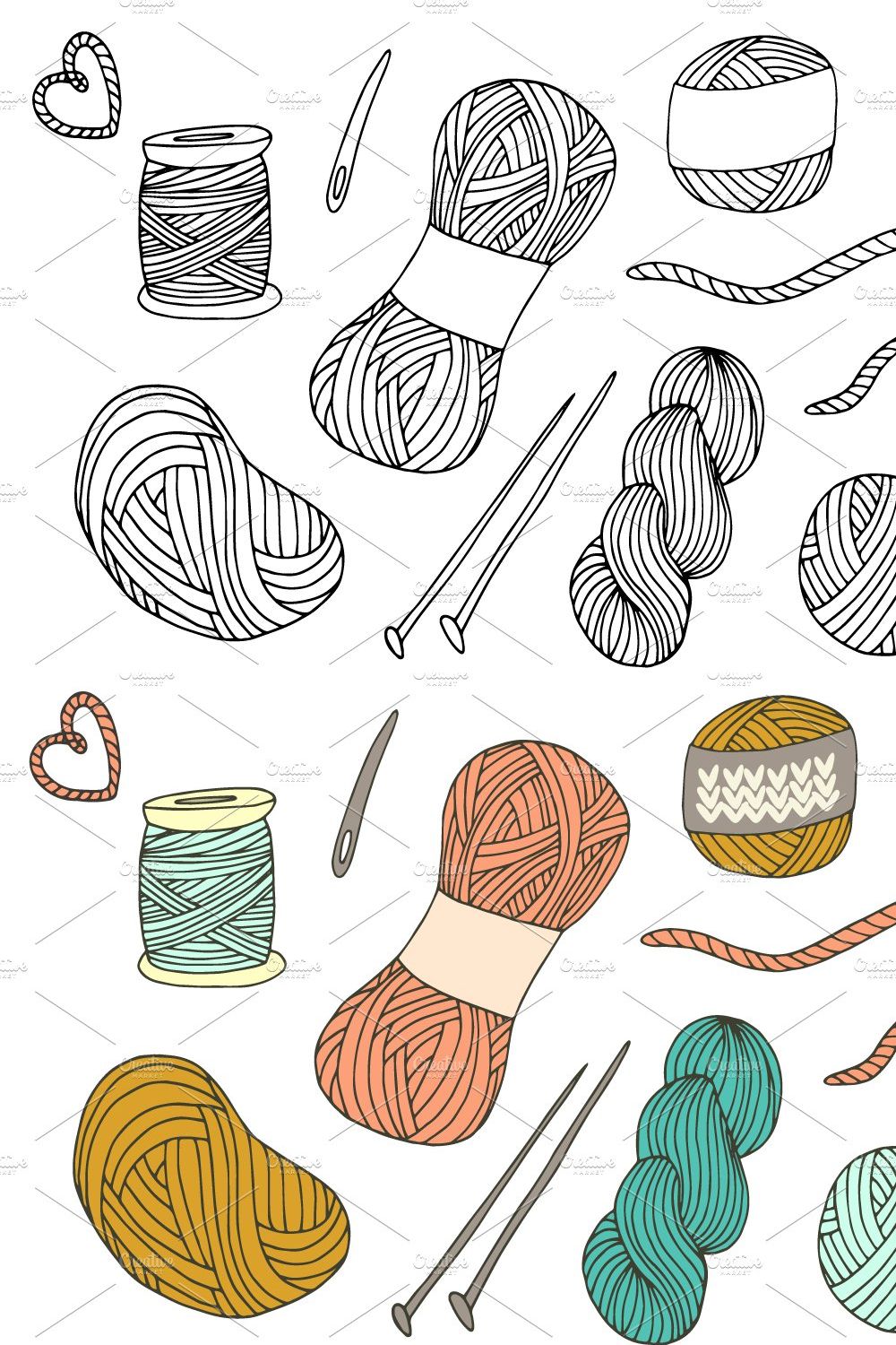 -50% OFF! Yarn balls hand drawn set pinterest preview image.