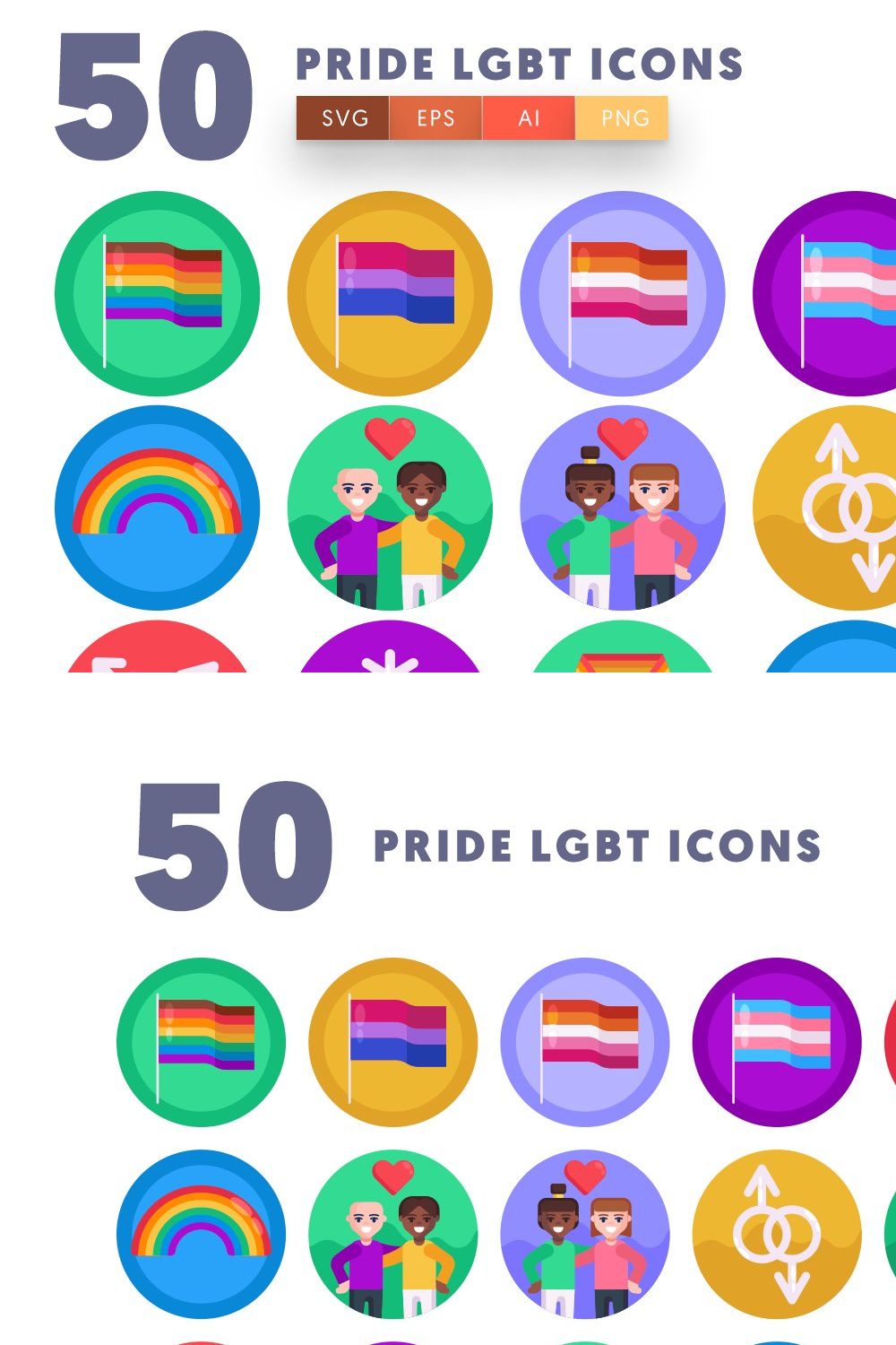 50 Pride LGBT Icons pinterest preview image.